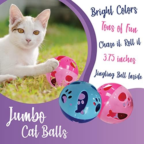 Large Cat Ball Toy with Bell – Interactive Rolling Design for Active Play – Sturdy Plastic Cat Toy Ball That Stays Visible During Play – Blue 1 Pack for Cats, Kittens, and Small Pets