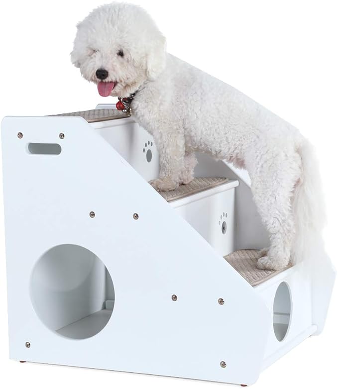 Petsfit Dog Stairs for Dogs/Cats/Elderly Pets, 3-Steps Wooden Cat Stairs