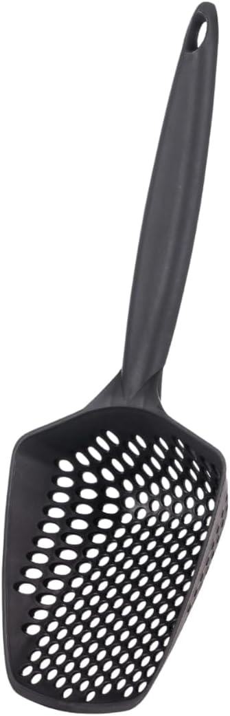 Set of 3 Cat Litter Scoop with Small Holes for Fine Litter, Hanging Handle Deep Reptile Terrarium Sand Sifter, Poop Scooper Rabbit Pooper Lifter Kitten Sifting Shovel (Black, Set of 3)