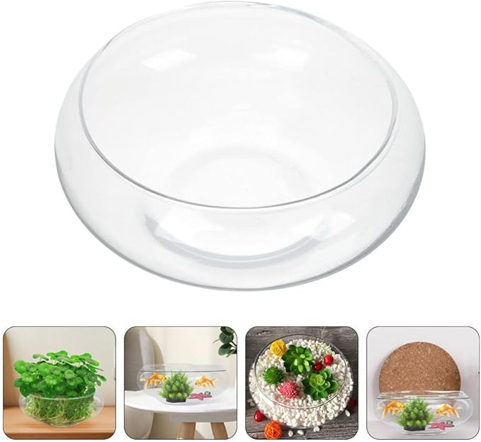 Glass Fish Bowl Clear Desktop Aquarium for Small Fish Hydroponic Plants for Home Office Decoration