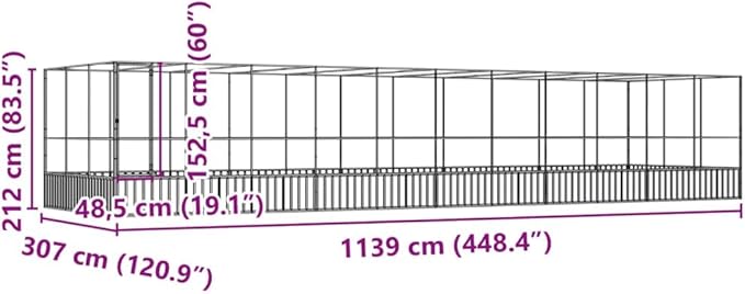 Steel Aviary with Extension, Large Bird Cage with Lockable Door, Aviary Spacious and Versatile Cage Ideal for Parakeets, Parrots, Lovebirds, Cockatiels, Pigeons, 448.4"x120.9"x83.5",-289