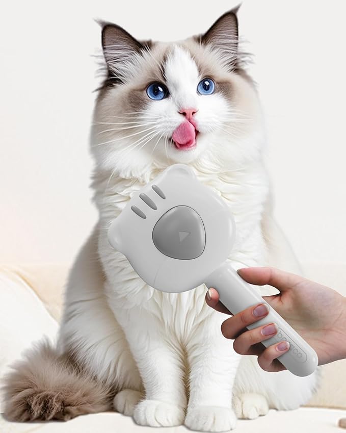 Cat Brush for Short or Long Haired Cats Dogs Rabbits, Cute Tiger Shape Dog Brushes with Release Button for Massage and Removes Loose Fur, Dog Hair Brush Pet Grooming Deshedding Comb