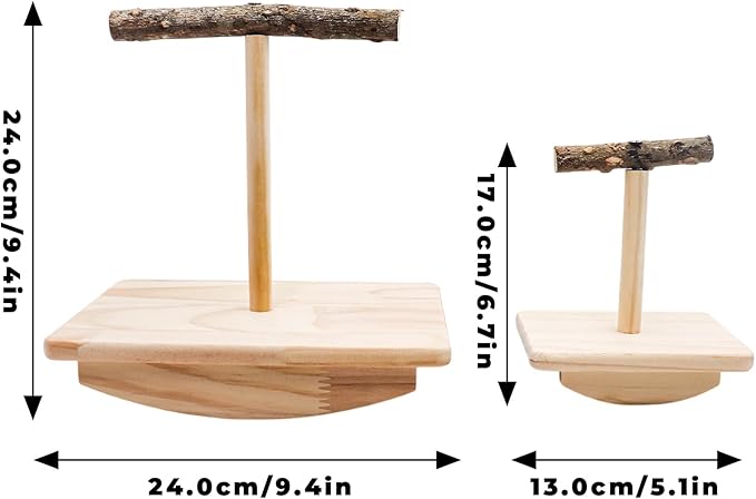 Bird Perch Rocking Toy, Natural Wood Parrot Tumbler Toy, Bird Perch Stand & Chewing Toys, Parakeet Paw Grinding Stick, Cage Accessories for Small Birds Parakeets Cockatiels Budgies Finches Love Birds