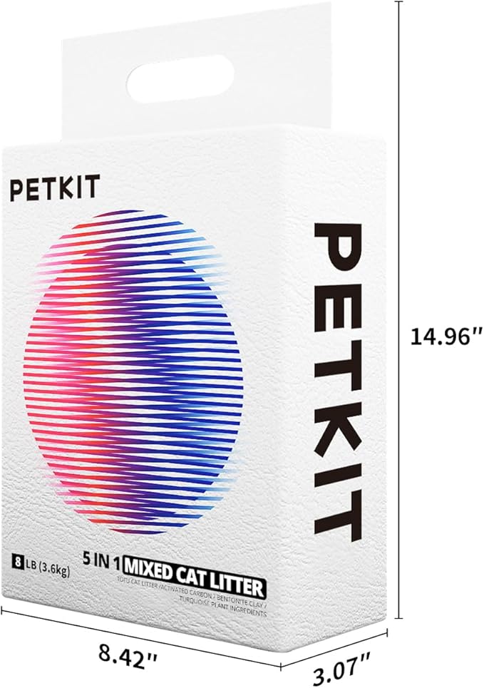 PETKIT Mixed Cat Litter Fast Clumping, Flushable, Ultra Absorbent, 100% Natural Ingredients Litter, Water Dissolvable, Really Dust-Free, Low Tracking Bentonite Tofu Litter (7.9lb×2 Bags)