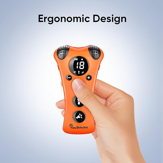 Adjustable Ultrasonic Dog Trainer β World's First Variable Frequency Pet Behavior Corrector with 10 Level Ultra Sound, 18 Dog Whistles, Anti-Bark Flashlight, Humane Dog Deterrent (Orange)