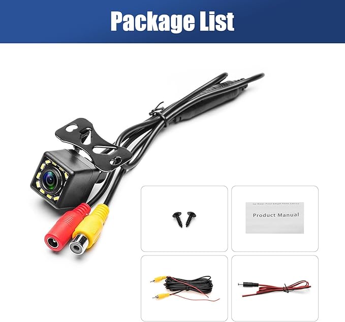 Car Backup Camera Rear View Camera 12-LED Night Vision Waterproof Reverse Camera 170° Wide View Angel Parking Camera for Universal Cars, Vehicles, Trucks, RV, Vans, SUV, Trailer, Pickup