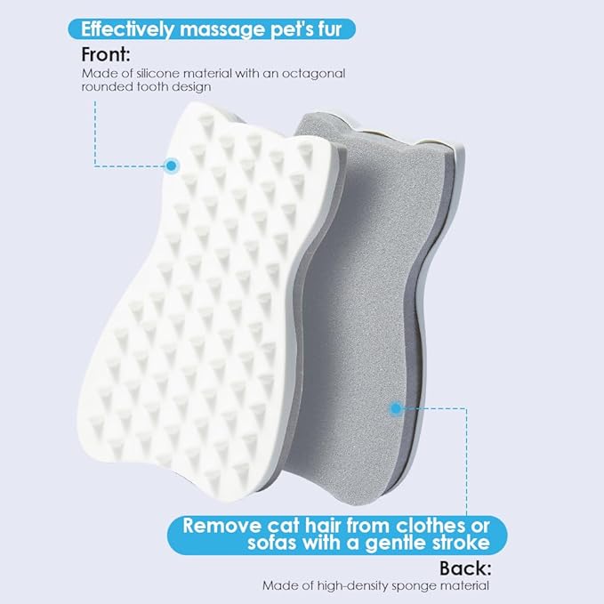 Mooncat Cat Grooming Brush - For Shedding, Long or Short Haired Cats, Removes Mats, Tangles, and Loose Fur - Massage Comb for Indoor Kittens