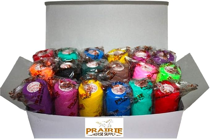 3 Inch Vet Wrap Tape Bulk (Assorted Colors) (Pack of 12) Self Adhesive Adherent Adhering Flex Bandage Grip Roll for Dog Cat Pet Horse