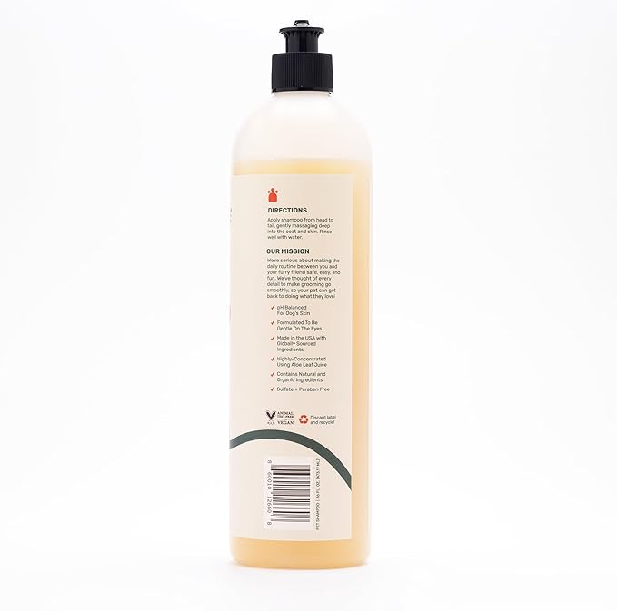 Pets - Fragrance Free Shampoudle, 16oz, Moisturizing and Gentle Natural pet Shampoo with Aloe, Coconut, and Oatmeal