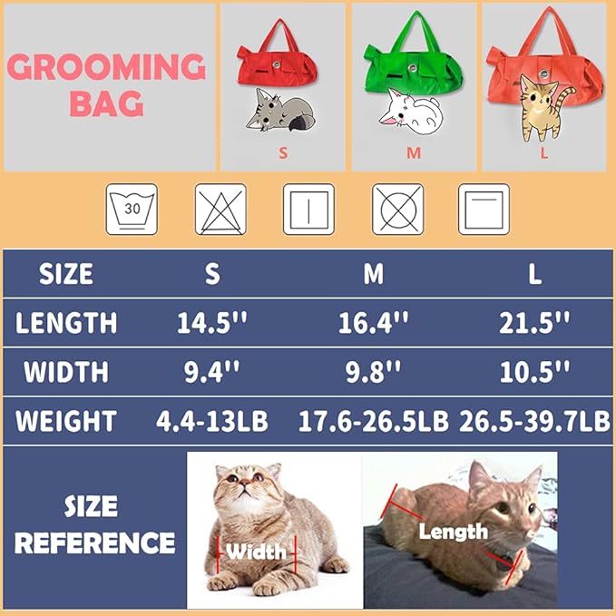 Kukaster Pet Cat’s Restraint Bag for Claw Care Nail Trimming Anti-Scratching Grooming Bag for Cats Medical Examination(Orange-s)