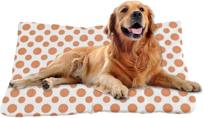Orange Polka Dot Cute Big Dog Bed Furniture Dog Crate Mat Washable Crate Pad Washable Puppy Bed for Non-Slip Small Chew Resistant for Mat Needs Home Indoor Outdoor 24X18 Inch
