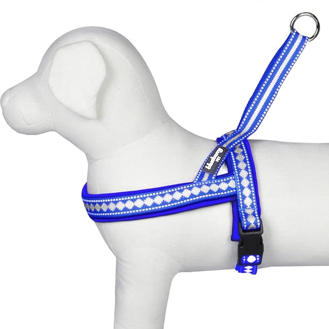 Blueberry Pet 4 Colors Soft & Comfy 3M Reflective Jacquard Padded Dog Harness, Chest Girth 25.5" - 31.5", Palace Blue, M/L, Adjustable Harnesses for Dogs