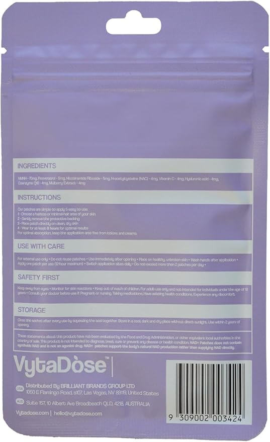 NAD+ Boost Patches | Anti-Aging and Wellness Support | 5x Stronger Formula | NMNH, Resveratrol, Hyaluronic Acid, Vitamin C, & Coq10 l Premium 8-Hour Time-Release Patch for Enhanced Absorption