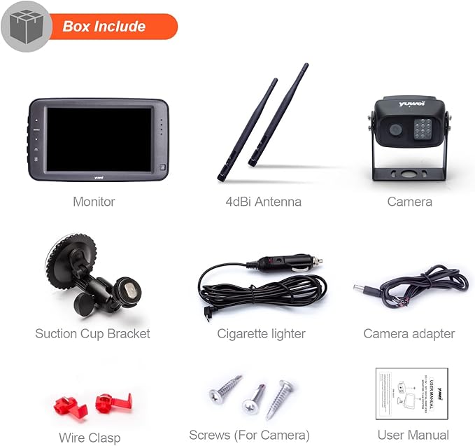 Wireless Backup Camera with 5 inch Split Screen, Ip69k Waterproof Wireless Rear View Camera with Night Vision, Support add 2nd Wireless reversing Camera for Trailer, Rv, Trucks, Motorhome, etc