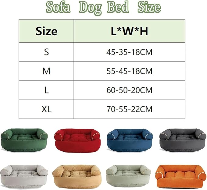 Suede Sofa Dog Bed, Multiple Sizes Orthopedic Memory Foam Mattress, Durable and Calming, Washable Dog Bed with Anti-Slip Bottom S LightGreen