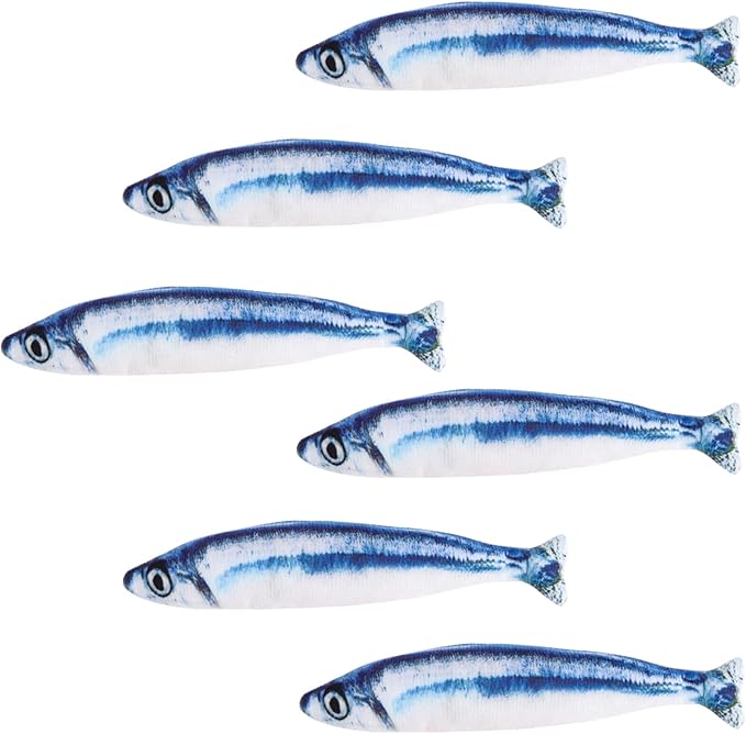Catnip Saury Fish Toys,6pcs Cat Teething Chew Plush Toys for Pet Cat Lovers Relieve Stress Gifts Teething Chew Indoor Outdoor