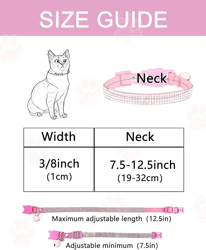 Solmoony Breakaway Cat Collars with Bell,Adjustable Safe Kitten Collar,Cat Collars for Girl Cats with Rhinestone Soft Velvet (Purple1)