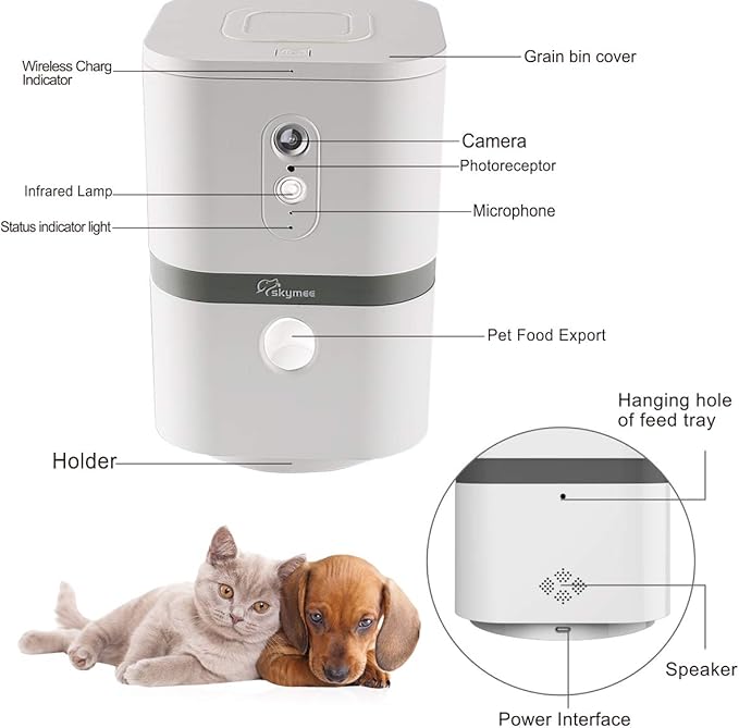 Petalk AI II Dog Camera with Speaker no Subscription,Dog Camera Automatic Treat Dispenser, WiFi Pet Camera with 180° Pan Full-Room View,(2.4G WiFi Only