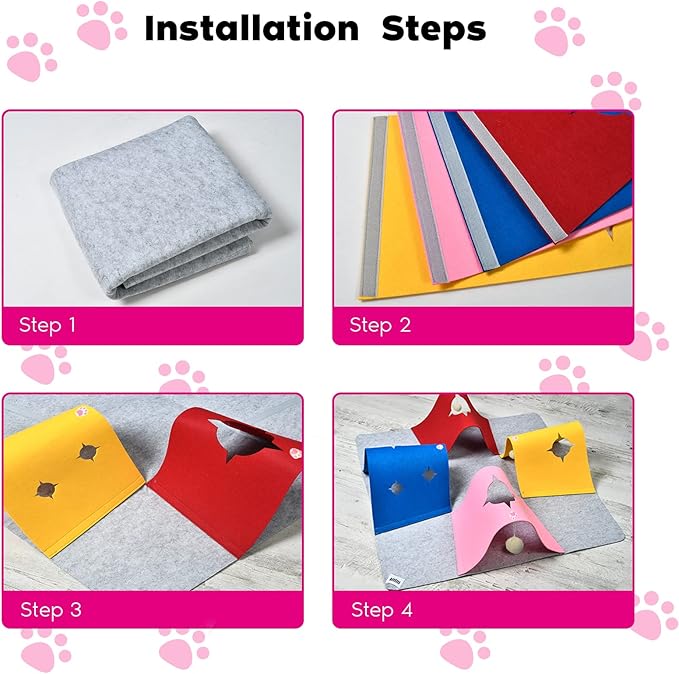 Cat Toys Tunnel for Indoor Cats, Interactive Cat Enrichment Furniture with Plush Ball for Small Animals Pets, Kittens, Rabbit Cave Accessories