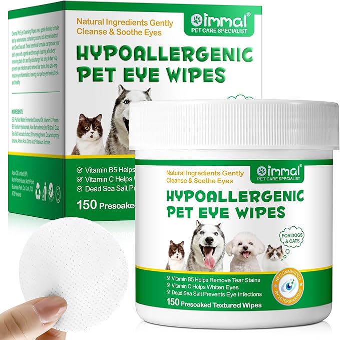 Dog Eye Wipes, 150PCs Eye Cleaning Wipes for Dogs & Cats Remove Dog Tear Stain, Dried Mucus Secretions, Discharge & Crust, Cleaning Wipe - Pet Gentle Care Supplies Diposable Wipes for Eyes, Face, Paws
