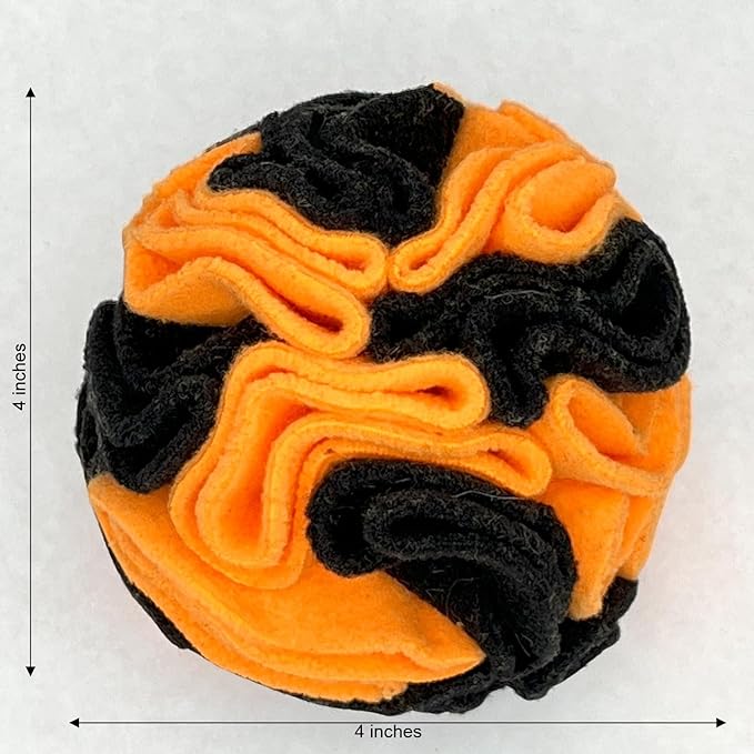 Puppy and Small Breed Snuffle Interactive Foraging Dog Puzzle Ball Toy Halloween Orange and Black