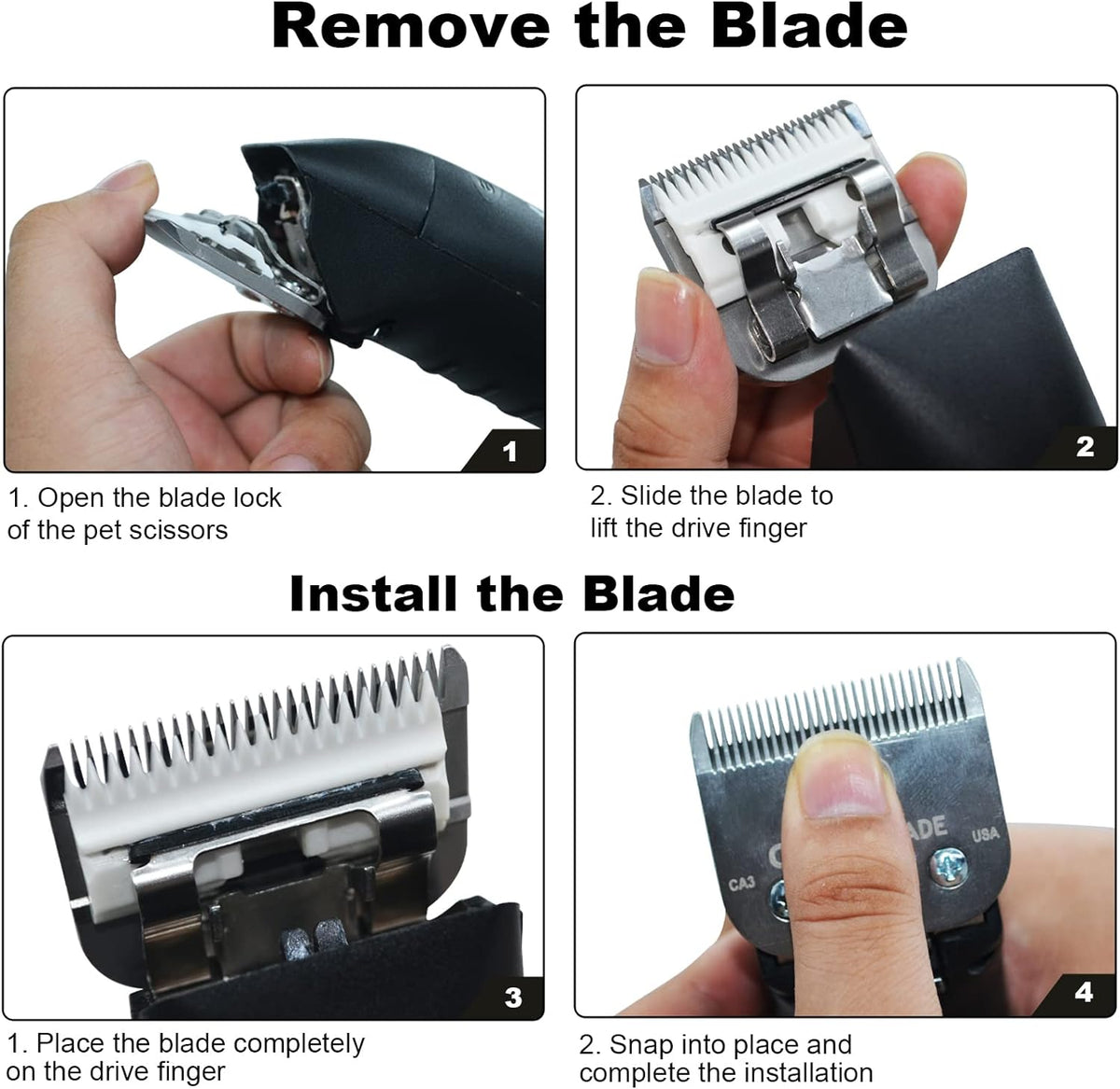 2PC 5FC Blade Dog Grooming Clipper Replacement Blades Compatible with Andis Dog Clippers,Detachable Ceramic Blade & Stainless Steel Blade,Size-5 FC 1/4-Inch Cut Length (64122)