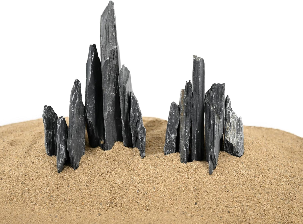 Natural Slate Stone Rocks 2 to 4 inch Aquariums Stone for Aquascaping,Terrariums,Reptile Enclosures,Paludariums, and Gardens-5lb