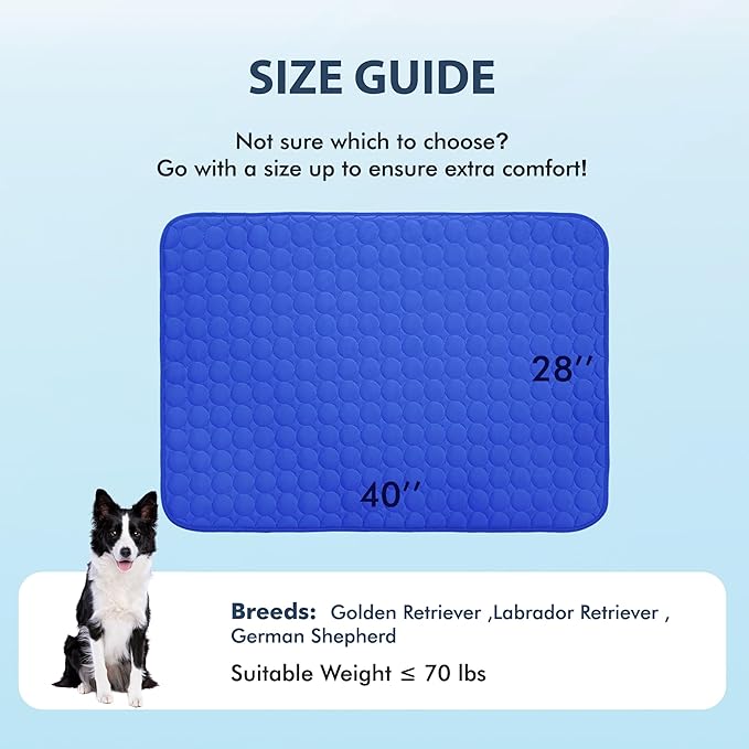 MICROCOSMOS Summer Cooling Mat & Sleeping Pad- Water Absorption Top, Materials Safe, Easy Carry, EZ Clean. Keep Cooling for Pets, Kids and Adults.(Dark Blue, 40" x 28")