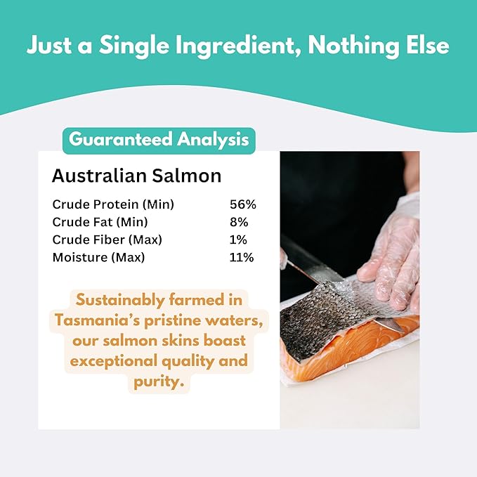 ALFIE'S TREATOS Salmon Skin Treats for Dogs & Cats (2.65 oz), Air-Dried Fish Skin Dog Treats, Omega-3 Food Topper & Training, Single Ingredient, Freeze-Dried Alternative