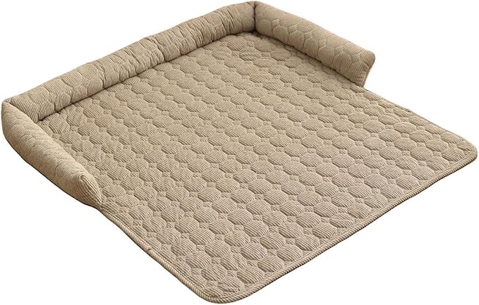 Pet Couch Covers for Sofa, 29" L × 29" W Calming Dog Bed Fluffy Dog Plush Mat for Furniture Protector with Bolster, Washable Removable Couch Cover for Small, Medium, Large Dogs and Cats (Coffee)