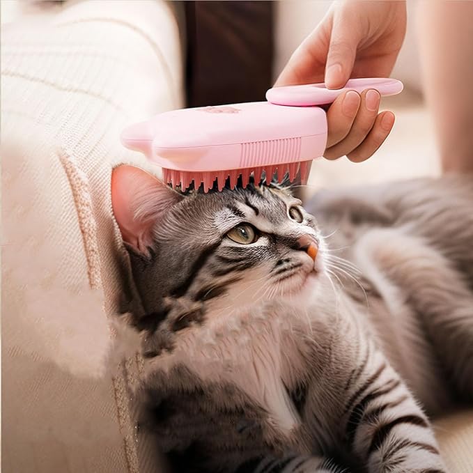 Pet Grooming Brushm,Cat Brush,3 In1 Spray Cat BrushSelf-Cleaning Wet Dog Comb with USB Rechargeable & Water Tank,Suitable for Dogs,Cats to Reduces Flying Hair (Apricot color)