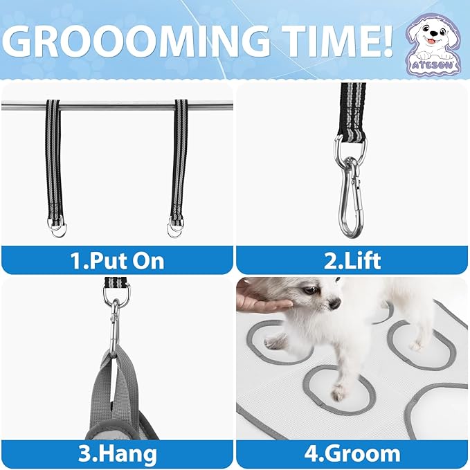 Pet Grooming Hammock Harness for Small Dogs & Cats Nail Trimming, Dog Sling for Cutting Nails, Dog Hanging Holder Hanger with Nail Clippers, Nail File, Scissors