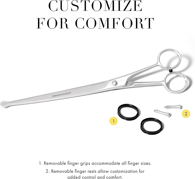 Tweezerman 9" Pet Grooming Scissors with Safety Round Tips, Professional Curved Grooming Shears for Medium to Large Dogs