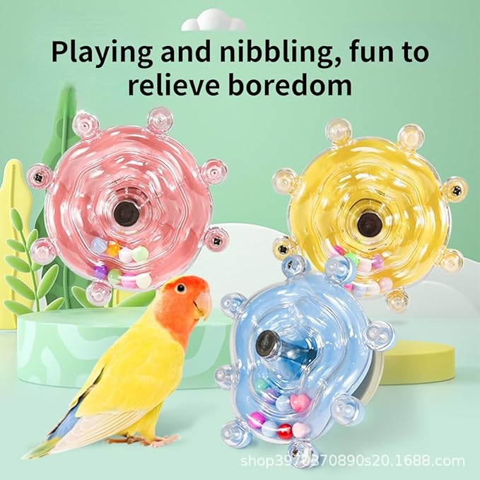 Parrot Spinner Toy, Funny Parakeet Toy Interactive Parrot Toy Bird Toy Spinning Rattle Cockatiel Toys Bird Cage Accessories for Entertainment Chewing Exercise (Pink)