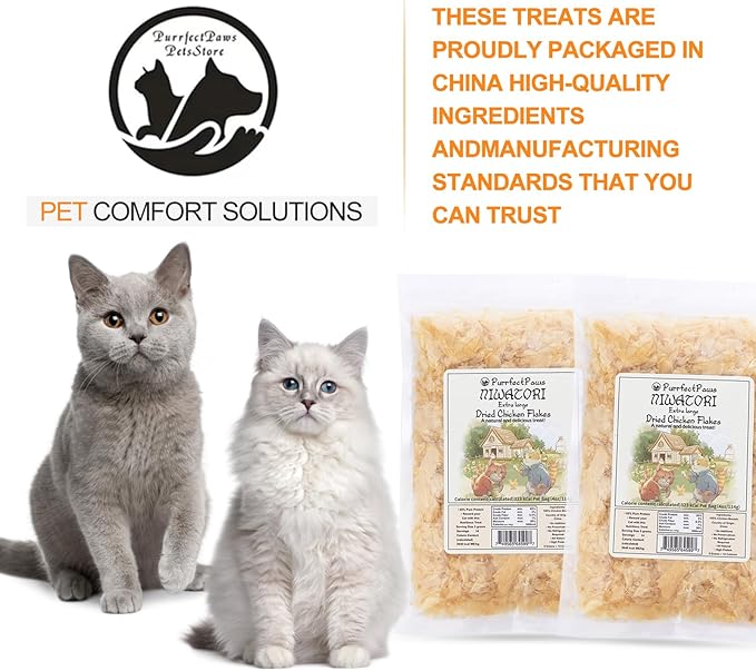 Purrfectpaws Premium Dried Chicken Flakes: Delicious Treats for Dogs & Cats - All-Natural and High in Protein - 4oz Bag