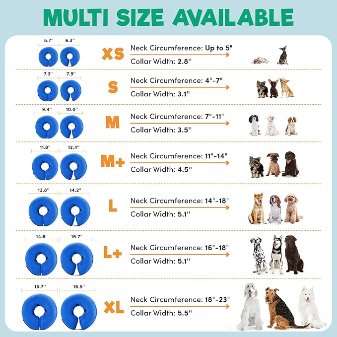 BENCMATE Inflatable Dog Cone Collar Alternative, Soft Dog Cone for Small Medium Large Dogs and Cats, Neck Recovery ECollar Donut Collar After Surgery (Medium, HeartShape)