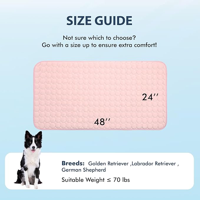 MICROCOSMOS Summer Cooling Mat & Sleeping Pad- Water Absorption Top, Materials Safe, Easy Carry, EZ Clean. Keep Cooling for Pets, Kids and Adults.(Pink, 48" x24")