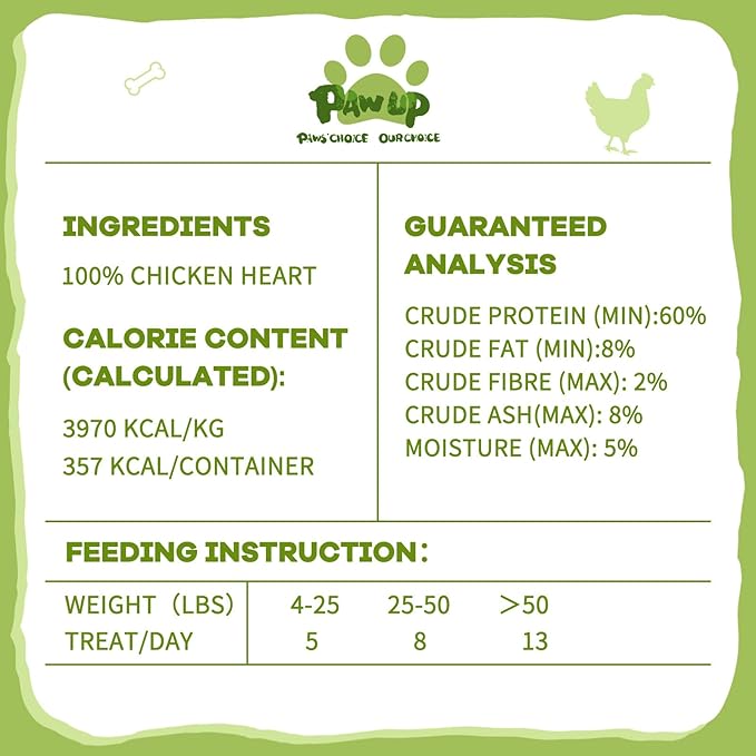 Freeze Dried Chicken Heart Pet Treats, High Protein Freeze-Dried Pet Food for Dogs, Cats, Fresh Ingredient, 3.2 oz, Rawhide Free, Gluten&Grain Free
