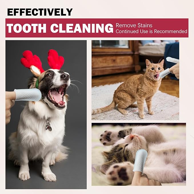 Pet Tooth Cleaning Finger Wipes (50Pcs),Dog Teeth Cleaning Wipes,Dog Dental Cleaning Finger Sleeves,Reduces Plaque & Freshens Breath,Freshens Breath, Safe and Natural