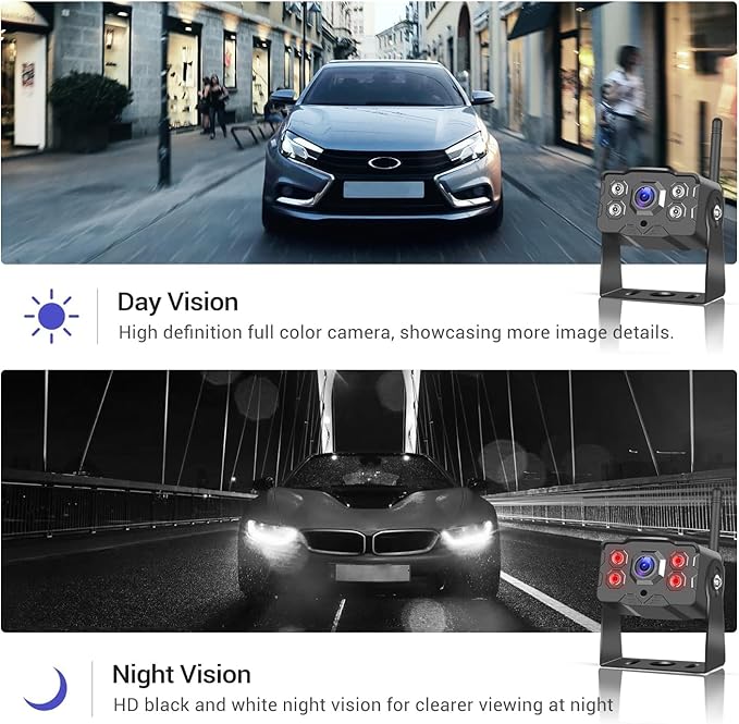 Hikity Wireless Backup Camera Trucks -7 Inch HD 1080P Rear View Camera Monitor Kit, IP68 Waterproof, 320ft Stable Signal, Wide Angle, Night Version, Plug and Play Monitor System for Car, RVs, SUVs