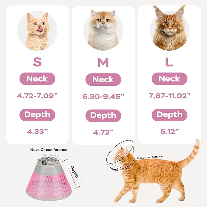 Cat Cone Collar Soft to Stop Licking After Surgery, Waterproof Lightweight Recovery Collar for Cats and Small Dogs, Elizabeth Plastic Cone Alternative, Neck Pillow to Prevent Scratches