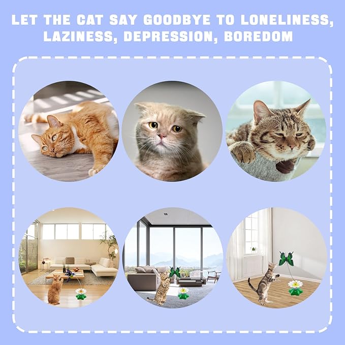 Yisquar Electric Bird & Butterfly Teasing Cat Toy 2PCS Interactive Bird Toy for Cats Interactive Cat Toys Automatic Electric Butterfly 360°Rotating Kitten Toys Fun Flying Birds Cats Play Chase