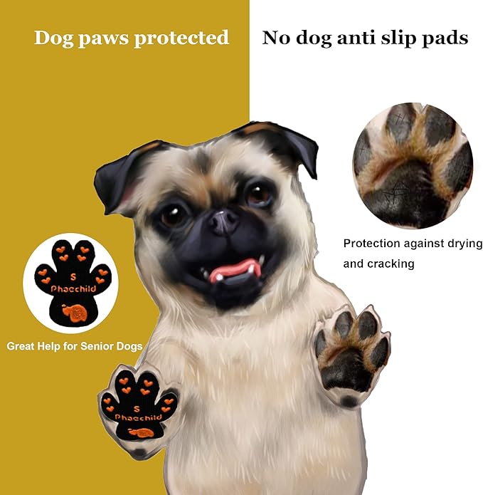 Dog Paw Pads Anti-Slip Grips,Dog Paw Protectors for Senior Dogs on Hot Pavement,Provides Traction to Keep Them from Slipping on Smooth Floors 20 sets-80 Pads Black XL