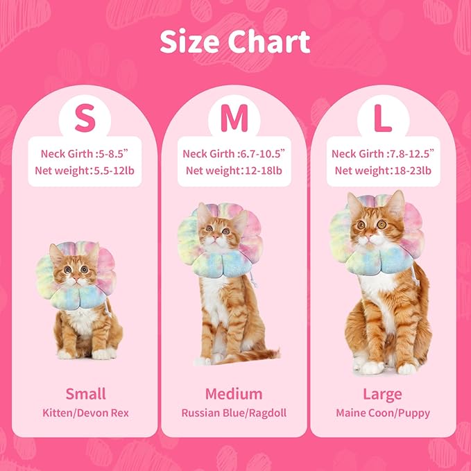 Dog Cat Surgical Recovery Cone Dog Protective Collar, Pet Recovery E-Collar Soft Neck Cone to Stop Licking Wound for Cats & Kittens Small Dog After Surgery