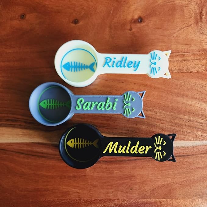 Personalized Cat Food Scoop, Cat Food Measuring Cup with Name, Kibble Scoop (8 oz - 1 cup)