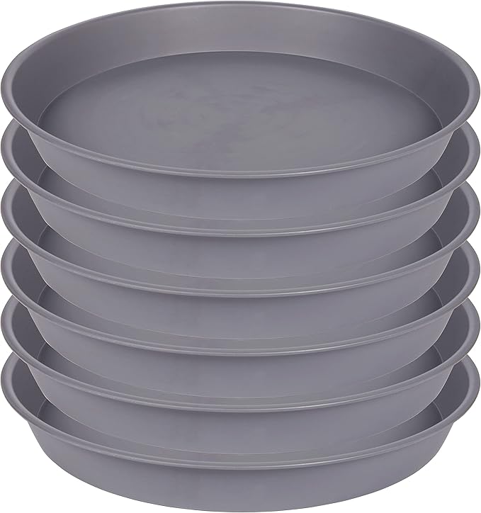 2 Pack of 20 21 inch Plant Saucer Round, Deep Plant Saucers for Pots, Heavy Duty Plastic Plant Drip Tray for Indoors Outdoor, Bird Bath Bowls, Plant Trays for Planter 19-22" (21 inch, Cement)