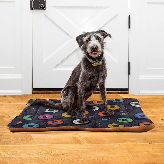Vinyl Records Music Pet Bed Cute Dog Bed Mat Absorbing Non Slip Pad Pet Sleeping Mat for Small, Medium, and Large Dogs Puppy Cat 24 in x 18 in