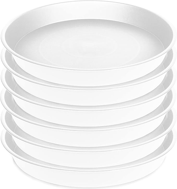2 Pack of 10 inch Plant Saucer Gray, Heavy Duty Plastic Plant Saucer 10 inch Round, Durable Plant Tray for Pots, Plant Saucers for Indoors, Plant Trays for Planter 9"/10" (10", White)