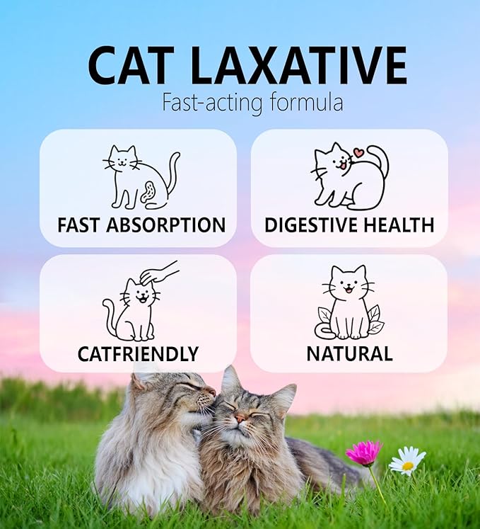 Cat Constipation Relief, Constipation Relief for Cat, Cat Laxative Constipation Relief, 100% Natural Cat Laxative with Probiotics Cat Stool Softener, Promotes Digestive Health - 2 fl oz