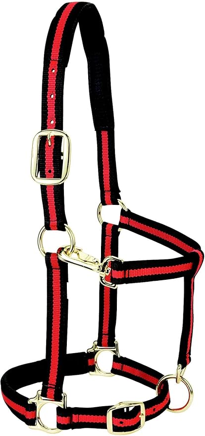 Weaver Equine Nylon Horse Halter, Triple-Ply Cheek Design, Original Non Adjustable Halters for Horses, Equine Tack,Average Size, Black